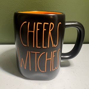 Rae dunn halloween mug “cheers witches “ black and orange